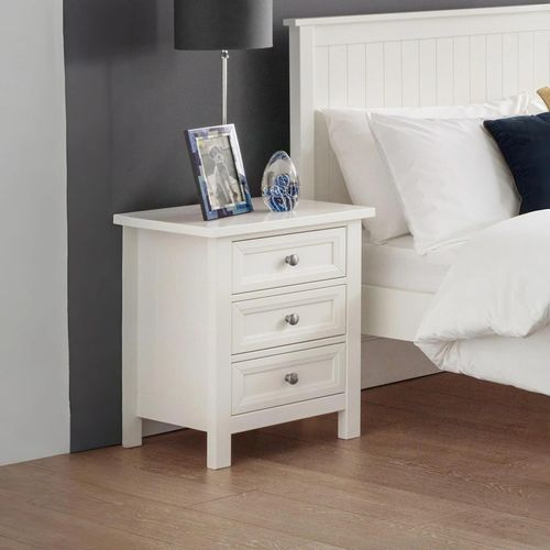 Maine Bedside Cabinet - 3 Drawer - White