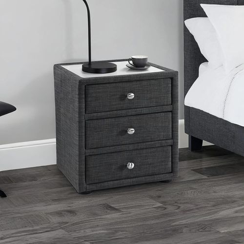 Sorrento Grey Bedside Cabinet - 3 Drawer