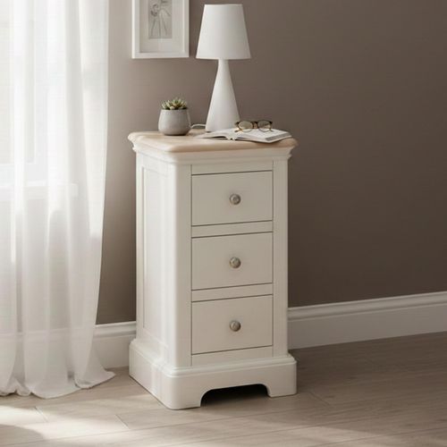 Cromwell Bedside Cabinet - 3 Drawer Compact - Grey Painted