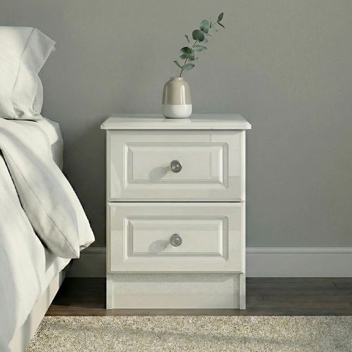 Pembroke White Gloss 2 Drawer Bedside Cabinet