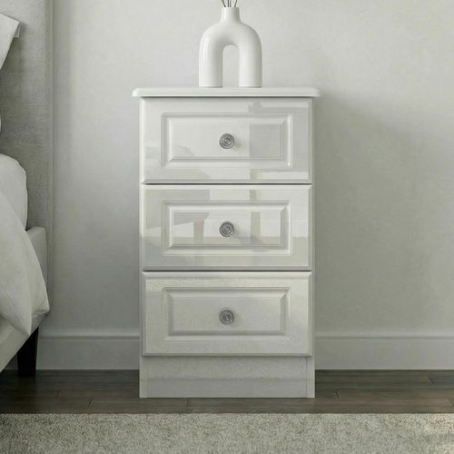 Pembroke White Gloss 3 Drawer Bedside Cabinet