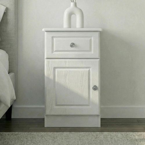 Pembroke White 1 Door 1 Drawer Bedside Cabinet LHF