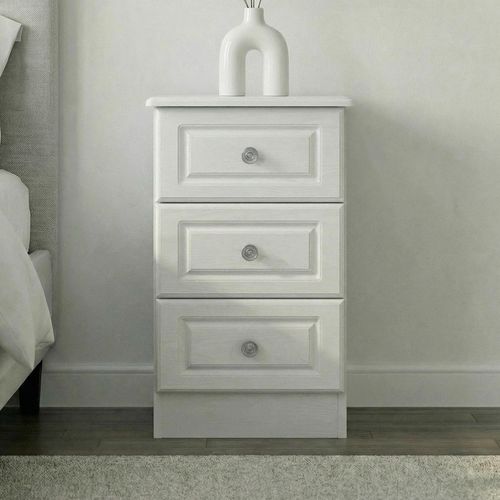 Pembroke White 3 Drawer Bedside Cabinet
