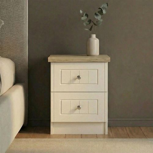 Vienna Bedside Cabinet - 2 Drawer - Cream