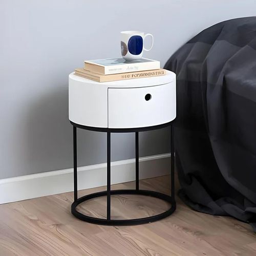 Clearance - Polo Bedside Table - 1 Drawer - Round - White Painted - FSS16521