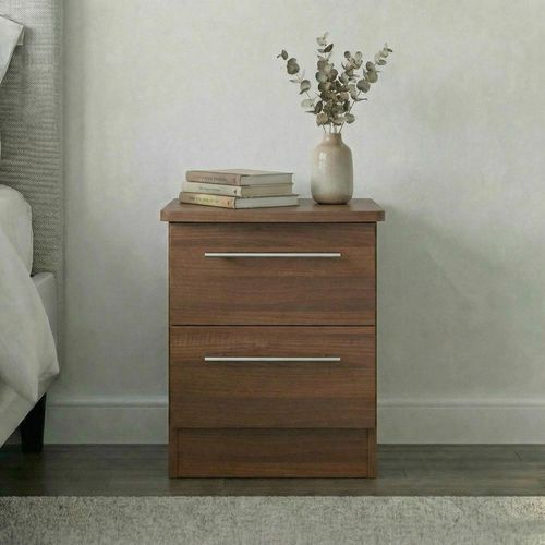 Sherwood Bedside Cabinet - 2 Drawer - Walnut