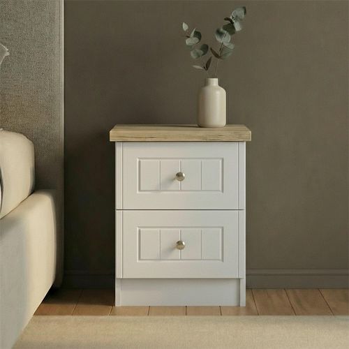 Vienna Bedside Cabinet - 2 Drawer - Porcelain