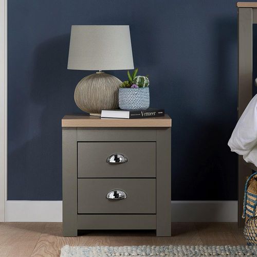 Highgate Bedside Cabinet - 2 Drawer - Dark Grey Painted