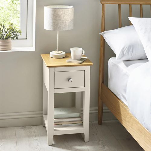 Somerset Compact Bedside Table - 1 Drawer - Truffle Grey and Oak