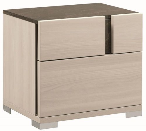 Teodora Bedside Cabinet - 2 Drawer - Cream Gloss