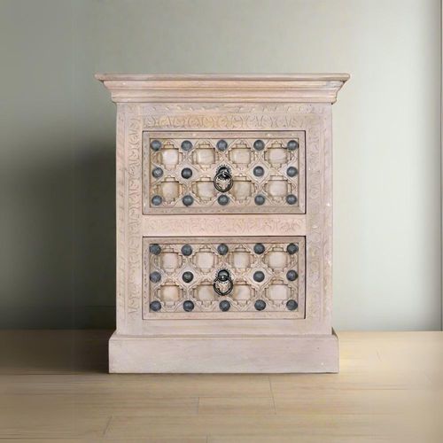 Arezzo Bedside Cabinet - 2 Drawer - Mango Wood