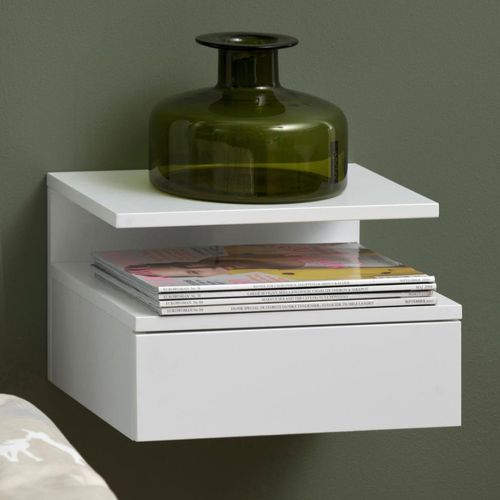 Ashlan Bedside Table - 1 Drawer - Wall Mounted - Floating - White Painted