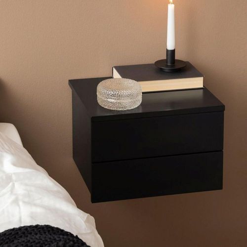 Avignon Bedside Table - 2 Drawer - Wall Mounted - Floating - Black
