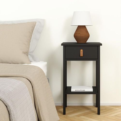 Barcelona Matt Black 1 Drawer Bedside Table