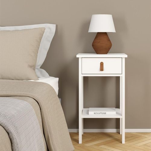 Barcelona White 1 Drawer Bedside Table