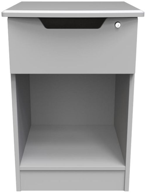 Bella Grey 1 Drawer Bedside Cabinet with Lock