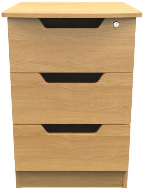 Bella Oak Effect 3 Drawer Bedside Cabinet with Lock