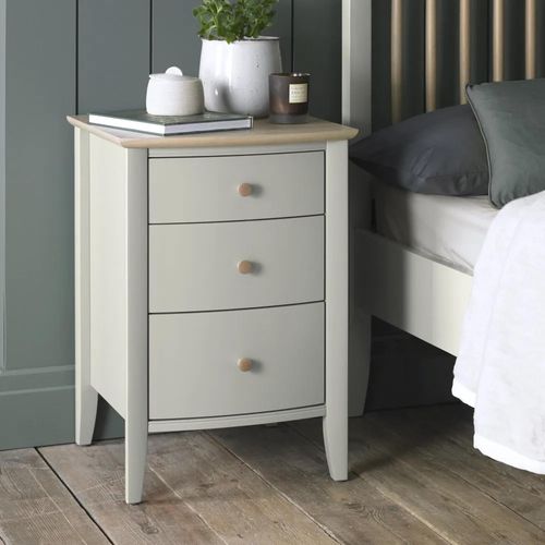 Whitby Scandi Oak & Soft Grey Bedside Cabinet - 3 Drawer