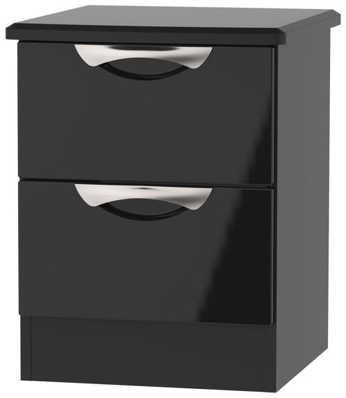 Camden Black Gloss 2 Drawer Bedside Cabinet