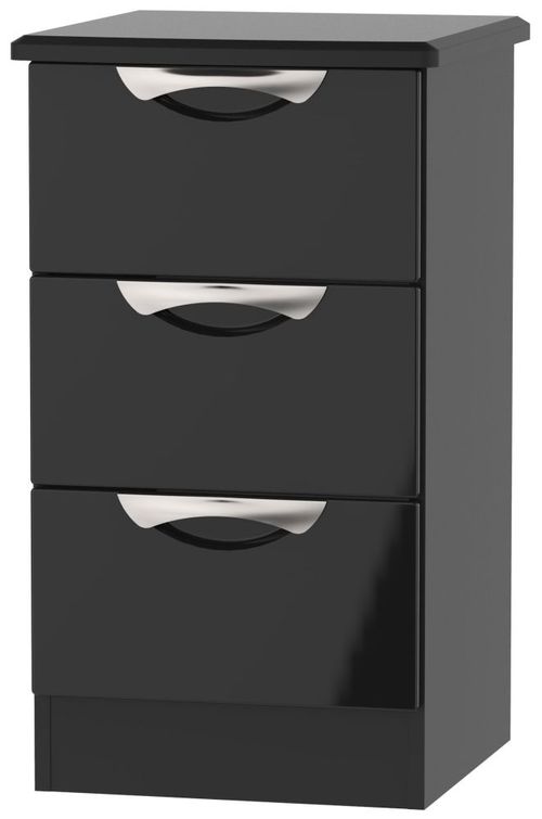 Camden Black Gloss 3 Drawer Bedside Cabinet
