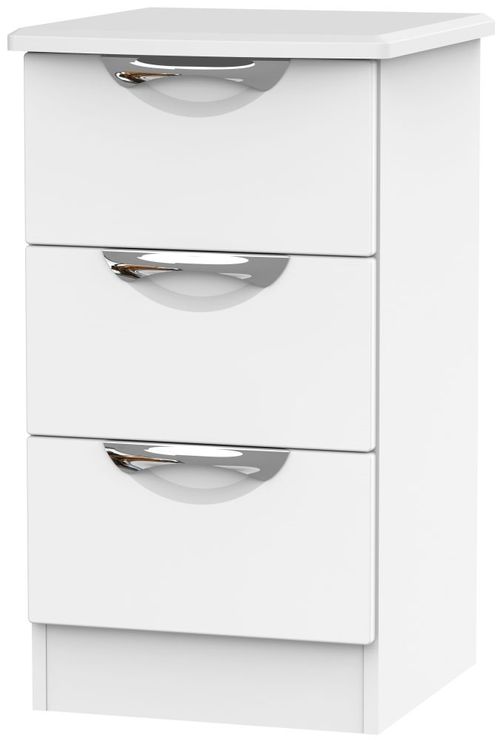 Camden White Matt 3 Drawer Bedside Cabinet