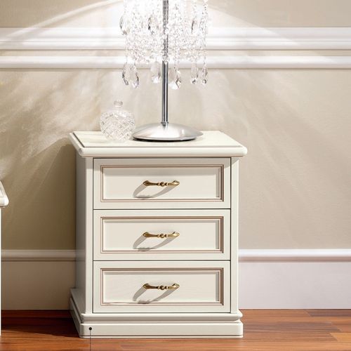 Nostalgia Bedside Cabinet - 3 Drawer - Bianco Antico