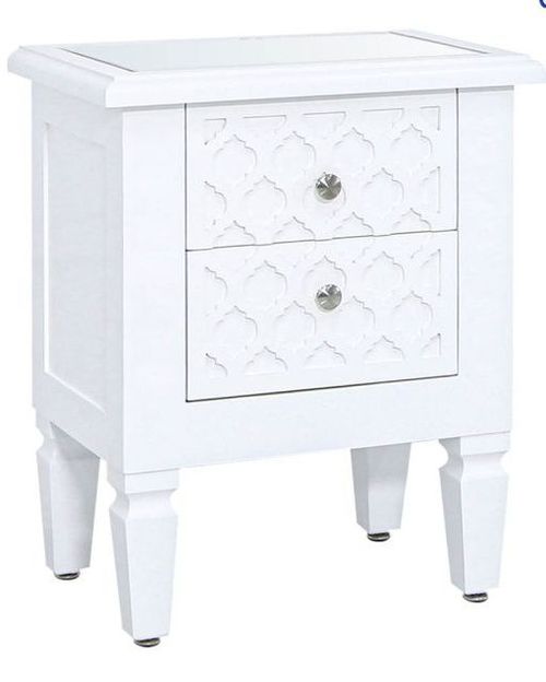 Casablanca Bedside Cabinet - 2 Drawer - White