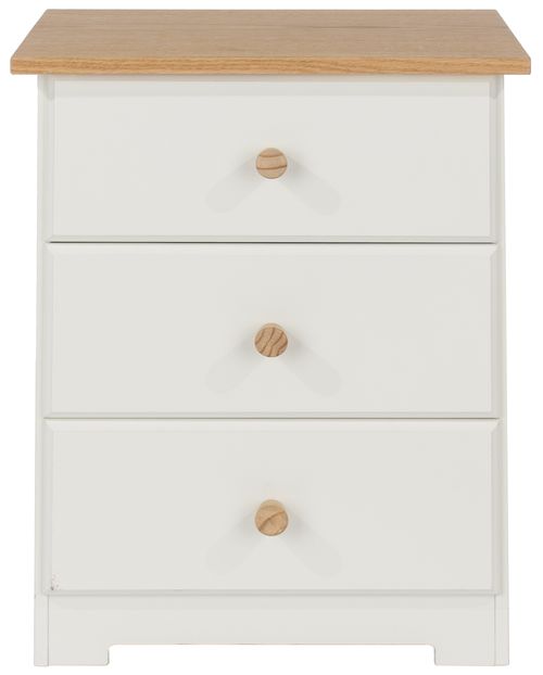 Colorado White 3 Drawer Bedside Cabinet