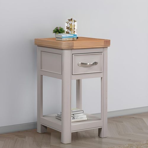 Clarion Bedside Table - 1 Drawer - Oak and Grey