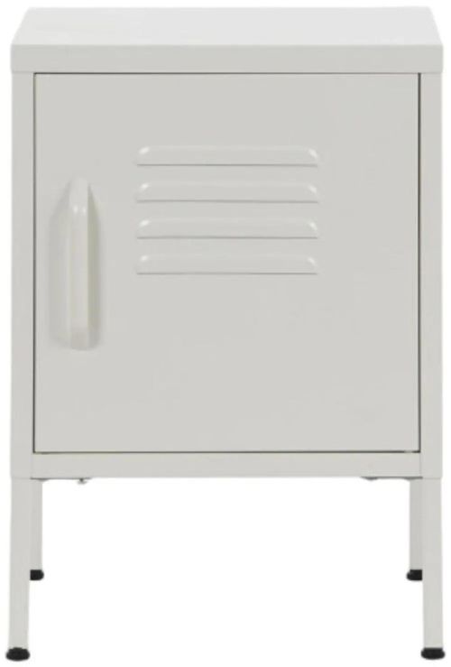 Clearance - Sirsa Industrial Style White Metal 1 Door Bedside Table - FSS15921