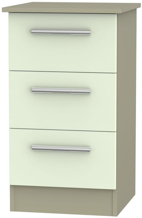 Contrast Cream and Mushroom 3 Drawer Bedside Cabinet