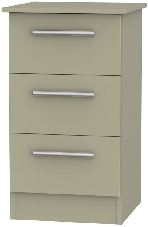 Contrast Mushroom 3 Drawer Bedside Cabinet