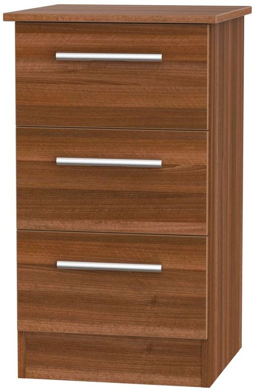 Contrast Noche Walnut 3 Drawer Bedside Cabinet
