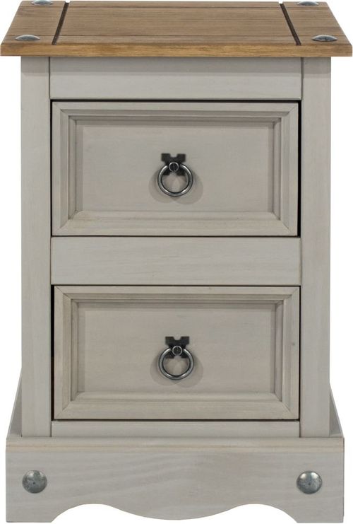 Corona Grey Mexican Pine 2 Drawer Petite Bedside Cabinet