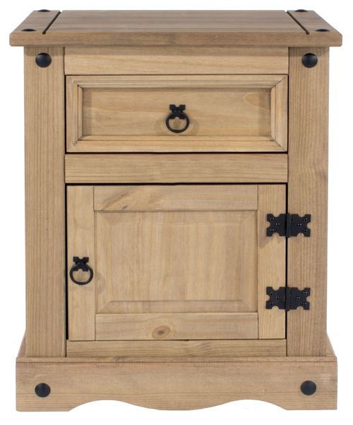 Corona Pine Mexican 1 Door 1 Drawer Bedside Cabinet 