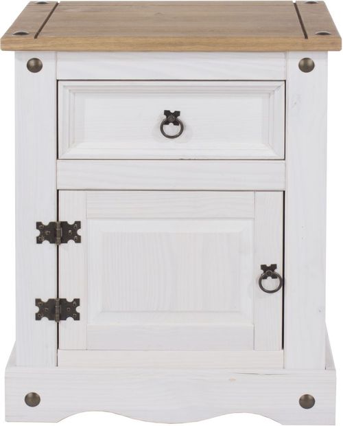 Corona White Mexican Pine 1 Door 1 Drawer Bedside Cabinet