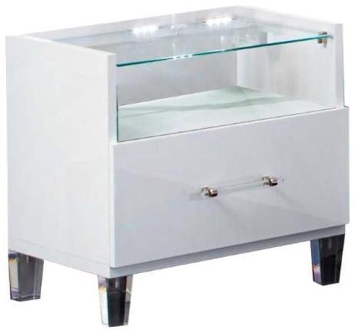 Cristal White Marble Italian 1 Drawer Bedside Cabinet