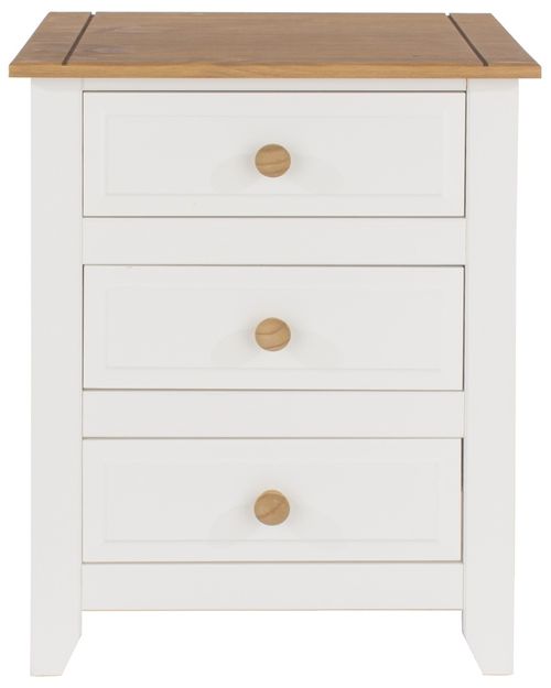 Capri White 3 Drawer Bedside Cabinet