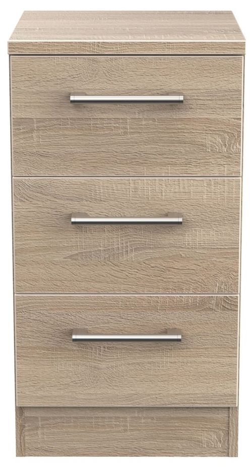 Devon Oak Effect 3 Drawer Bedside Cabinet