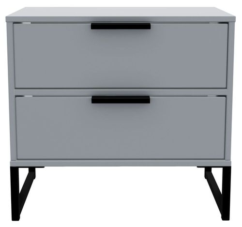 Diego Grey 2 Drawer Bedside Cabinet