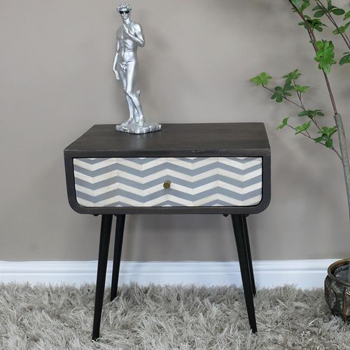 Bedside Cabinet - 1 Drawer - Black Mango Wood