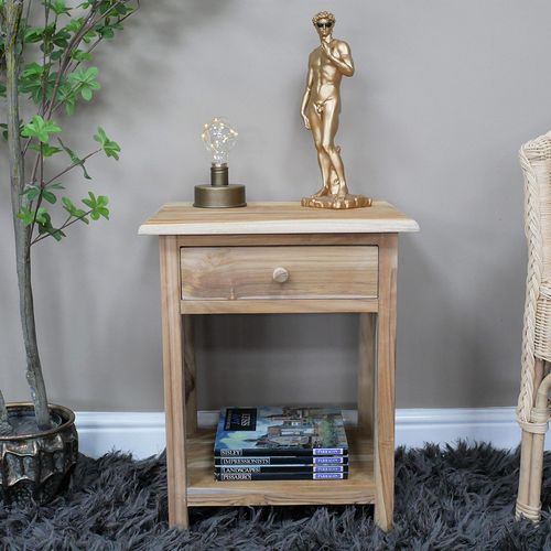 Bedside Table - 1 Drawer - Teak Wood