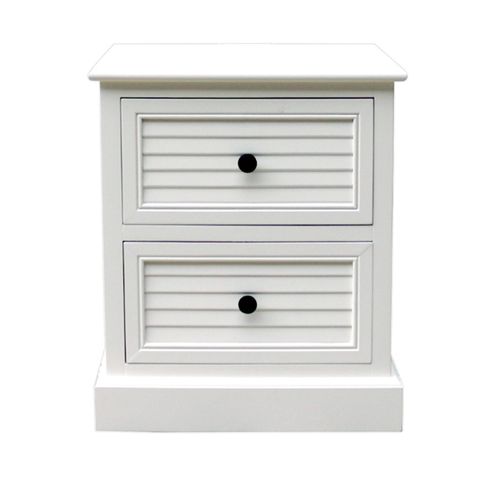 Elise Bedside Cabinet - 2 Drawer - Pearl White