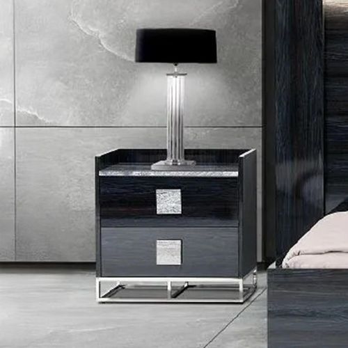 Elliot Bedside Cabinet - 2 Drawer - Marble and Wooden - Variation Available