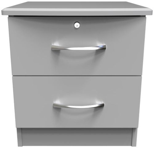 Eve Grey 2 Drawer Bedside Cabinet with Lock