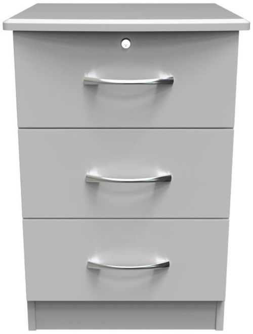 Eve Grey 3 Drawer Bedside Cabinet with Lock