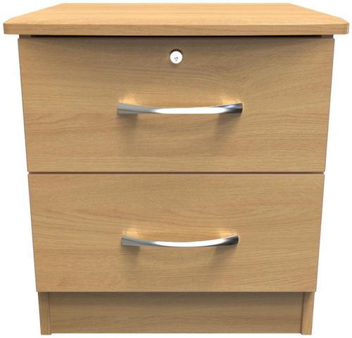 Eve Oak Effect 2 Drawer Bedside Cabinet with Lock