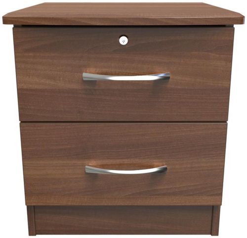 Eve Walnut Effect 2 Drawer Bedside Cabinet with Lock