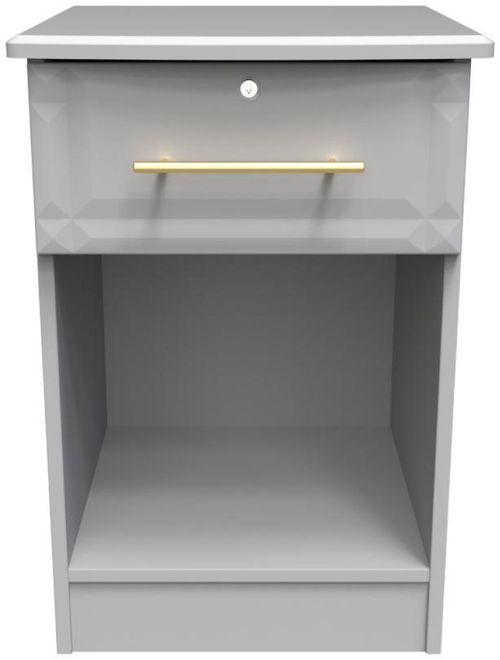 Faye Grey 1 Drawer Bedside Cabinet with Lock