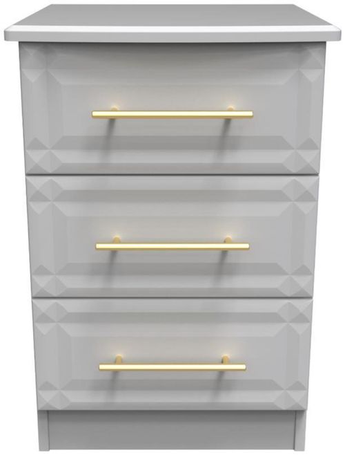 Faye Grey 3 Drawer Bedside Cabinet